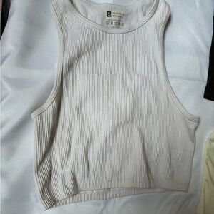 White Ribbed Sleeveless Top